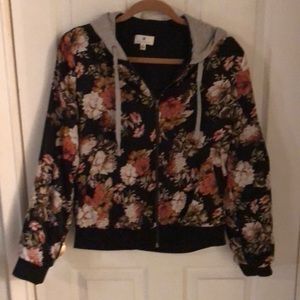 Black and pink floral hoodie